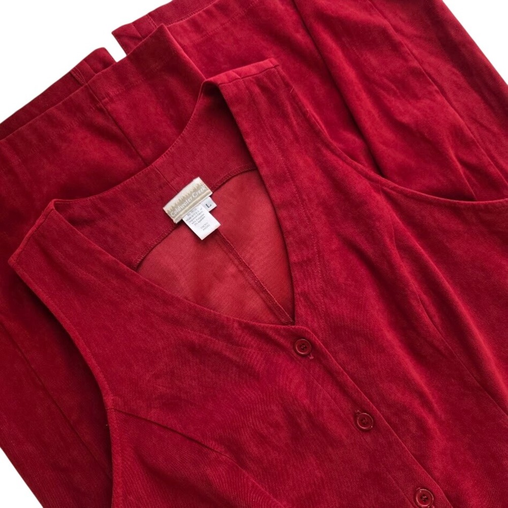 Coldwater Creek Red Classic Button Front V-Neck Dress L‎ Tomatoe Gill
